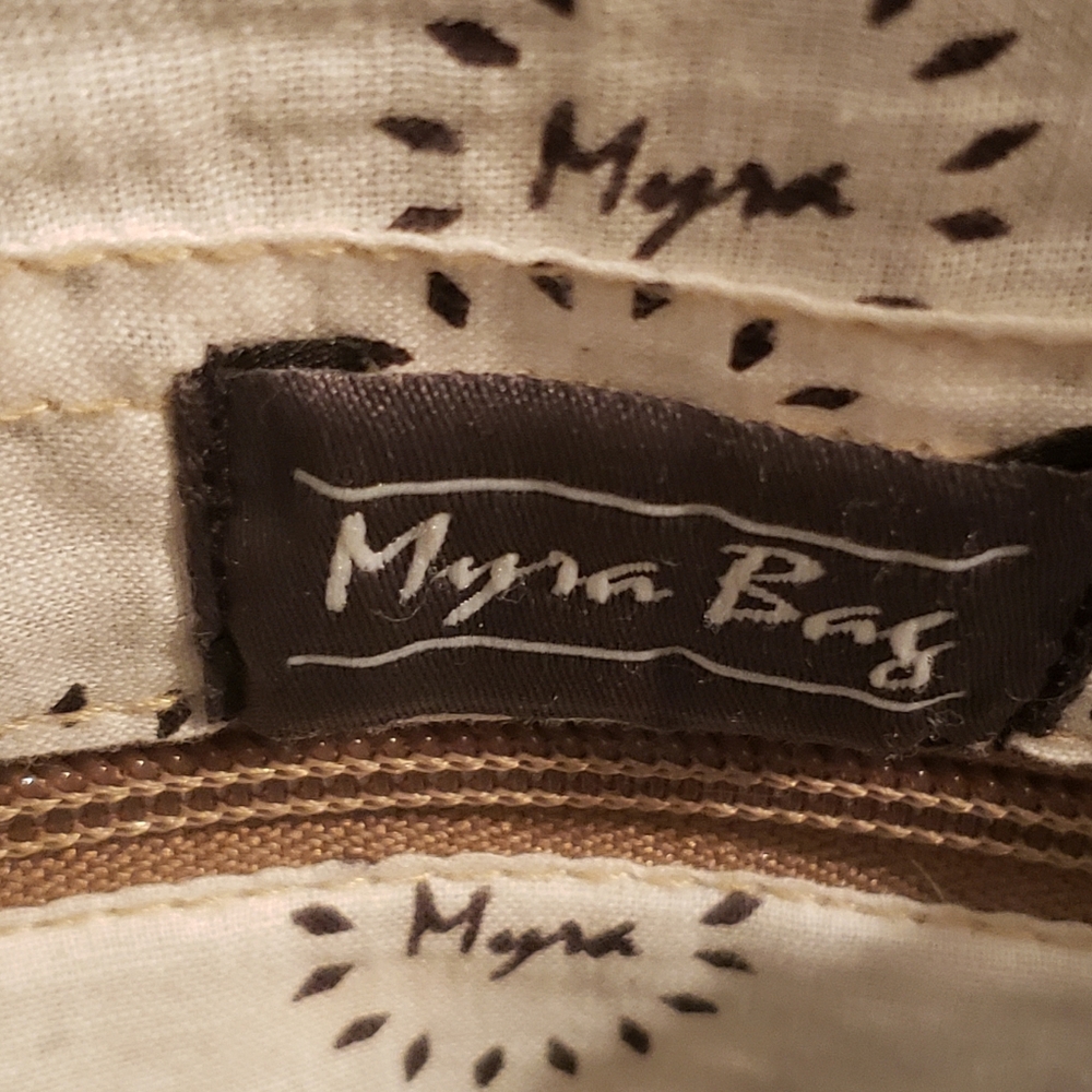 Myra Bag Cowhide Leopard Print Genuine Leather Accents Bag Brown Black - Picture 15 of 16
